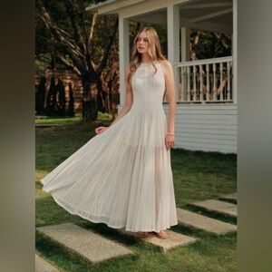 Commense Size XL Semi-Sheer Lace Sleeveless Dress in White